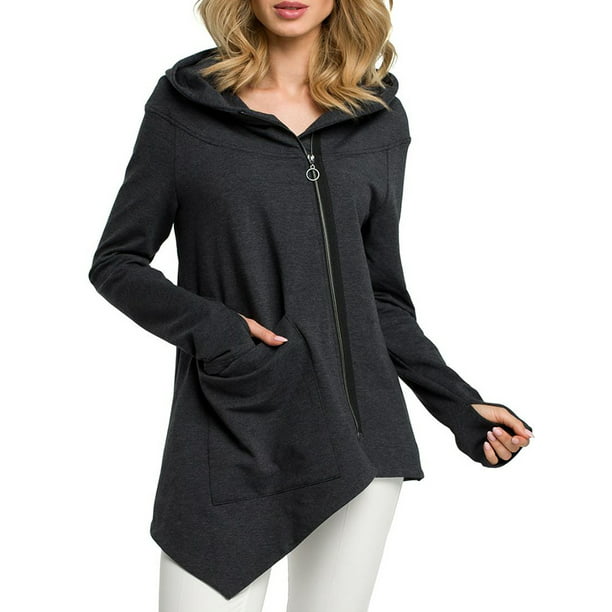 Women Winter Hoodie Sweater Hooded Long Jacket Coat Sweatshirt Tops Outwear